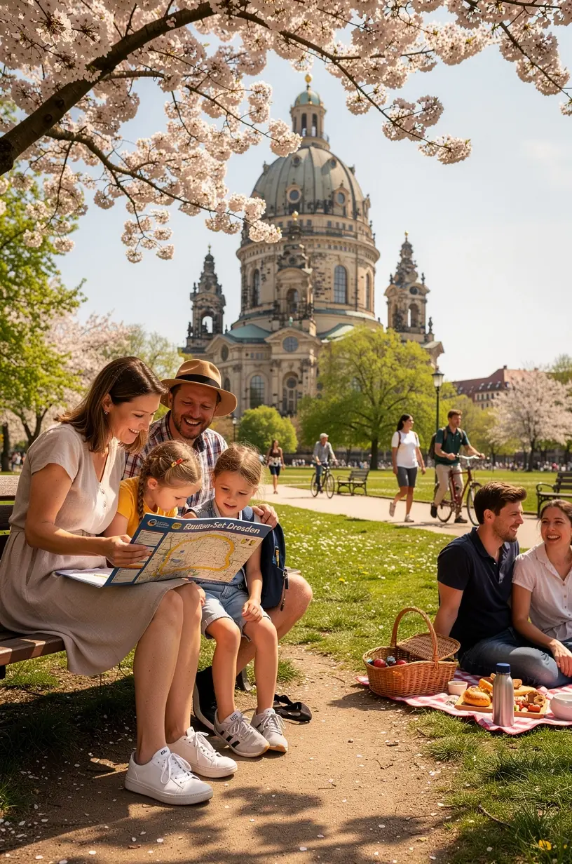Wanderer mit Rucksack nutzen gedruckte Karten, um eine kulturelle Route durch eine deutsche Stadt zu erkunden.